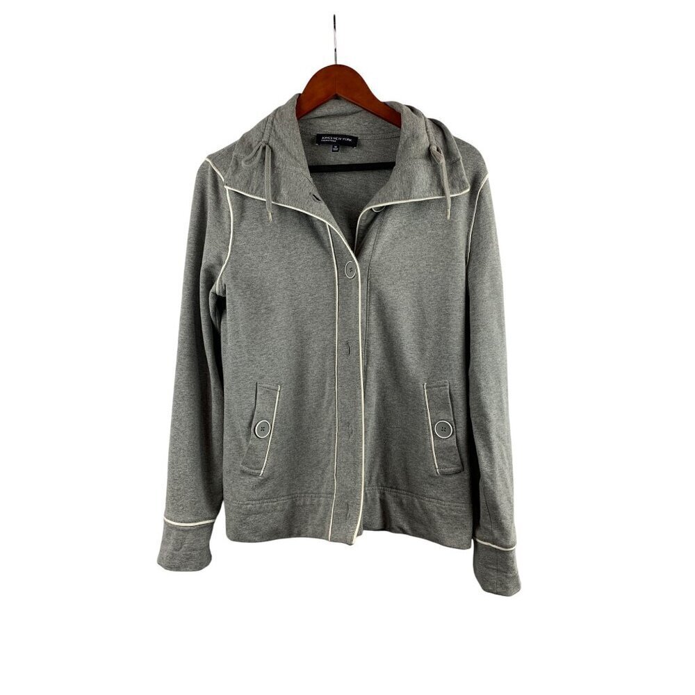 Jones New York Signature Hoodie Jacket M Gray Cotton/Spandex Womens